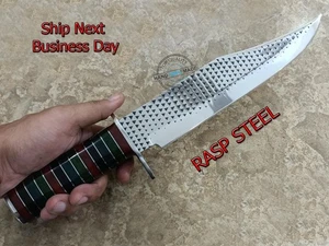 14.75" Custom Made Beautiful RASP steel Mirror Polish Bowie knife (3095) - Picture 1 of 5
