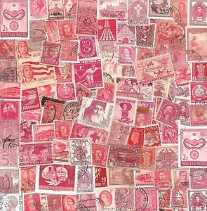 100 francobolli reali rossi in tutto il mondo album di ritagli arti e mestieri collage decoupage - Foto 1 di 1