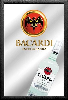 WORLDSOUVENIRS Bacardi Rum Spiegel Wandspiegel 30 cm Bar Kneipe Vintage Design Mirror