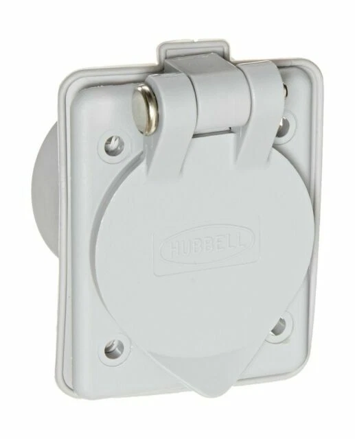 ‎HUBBELL WIRING DEVICE-KELLEMS 15A Flanged Inlet Receptacle 125VAC 5-15P GY (HBL61CM64)