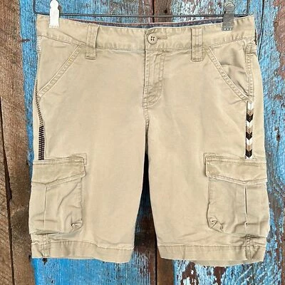 Lucky Brand Khaki Bermuda Cargo Shorts Women’s Size 25 with Embroidery - Image 1 of 4