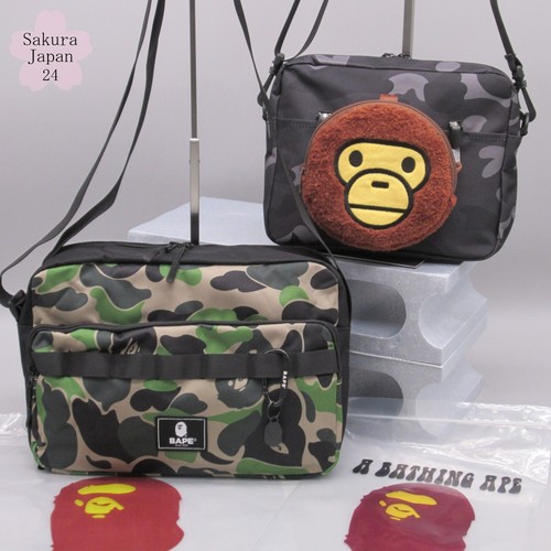 A BATHING APE (BAPE) Borsa a tracolla BAPE A scimmia da bagno verde mimetica 2021 AW e nera 2022 AW Mag regalo gratuito