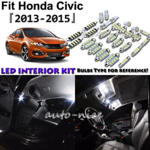 6x White LED Interior Lights Package Kit For 2013 2014 2015 Honda Civic - Picture 1 of 8
