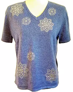 Top tejido copo de nieve adornado con gemas ALFRED DUNNER BOHO CHIC Talla: PS VENTA MINORISTA $50 - Imagen 1 de 7