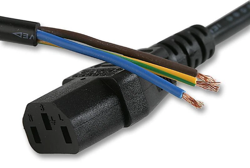 Mains Power Lead, IEC C13 to Free Ends, 250V AC, 10A, 3.5m, Black - X-152578A - Image 1 of 1