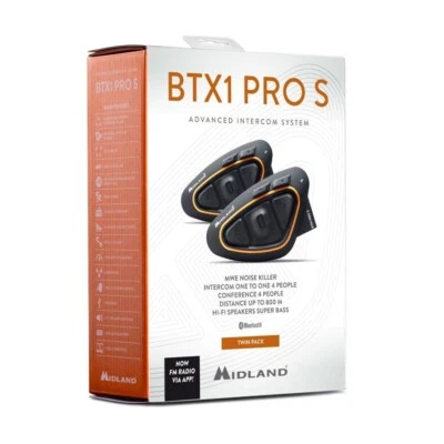KIT INTERFONO BLUETOOTH BTX1 PRO S 2022 TWIN COPPIA DOPPIO HI-FI MIDLAND MOTO - Immagine 1 di 4
