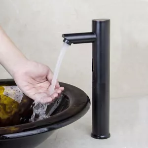 Grifo de baño de bronce frotado con aceite sensor automático grifo mezclador sin contacto de un orificio - Imagen 1 de 9