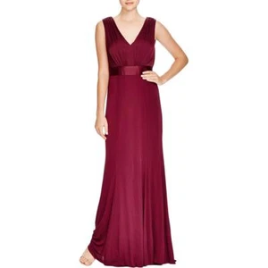Vera Wang ~ Wine Red Chiffon Double V Cowl Back Trumpet Formal Gown 2 NEW $268 - Picture 1 of 8