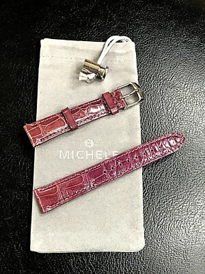 Correa intercambiable Michele de cuero de cocodrilo genuino ciruela/púrpura claro de 16 mm Foto 1 de 4