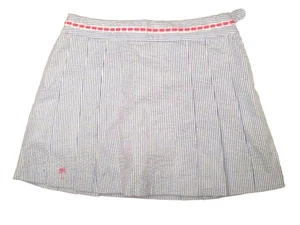Nuevo LILLY PULITZER Azul Seersucker Rayas Plisado Falda 8 M - Imagen 1 de 4
