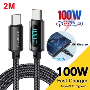 6.56FT Type-C to Type-C Cable PD 100W Fast Charging Cord Charger LED For Samsung - Picture 1 of 10