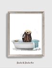 Sea Otter Bathroom Print, Bathtub Wall Art, Funny Poster, Animal Decor Canvas