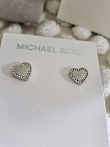 Michael Kors Heart Stud Silver Earrings BN