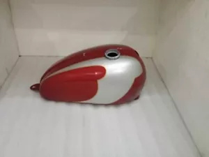 Fit For Triumph T120 Cherry & Silver Painted Steel Petrol Fuel Gas Tank With Cap - Picture 1 of 4