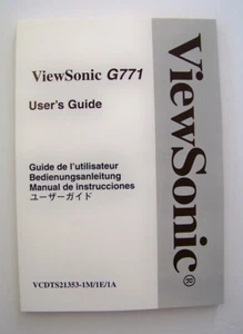 MANUAL ONLY - ViewSonic G771 User's Guide - Picture 1 of 2