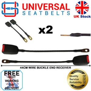 2x Universal 44cm Wire Rope Seat Belt Buckle End FREE NEXT WORKING DAY DELIVERY - Picture 1 of 2