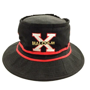 Vtg 90s Malcolm X Bucket Cap Spell Out Logo Striped Blm History Rap Hip Hop Hat - Picture 1 of 12