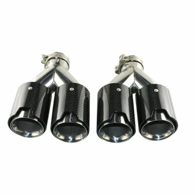 Pair 2.5'' ID 3.5'' OD Y  Carbon Fiber Car Exhaust Pipe Dual End Tip For BMW - Изображение 1 из 4