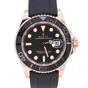 2023 PAPERS Rolex Yacht-Master BLACK 18K Rose Gold Oysterflex 40mm 126655 BOX - Picture 1 of 6