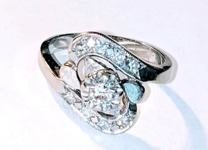 14k White Gold .5ct Natural Solitaire Diamond 1cttw Engagement Sz 5.75 Ring EB - Picture 1 of 8