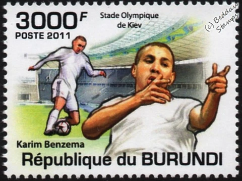 KARIM BENZEMA (Real Madrid) Football Stamp (Olympic Stadium Kiev) (2011) Cover