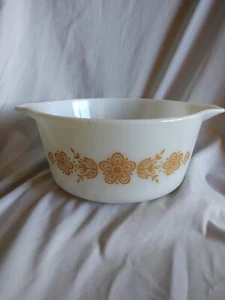 Pyrex White Butterfly Gold Casserole Dish #474-B 1.5 Qt Vintage EUC - Picture 1 of 5