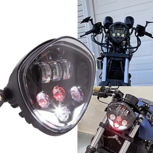 7'' Black Motorcycle Headlight + Bracket Clamp For Harley Sportster XL883 XL1200 - Picture 1 of 8