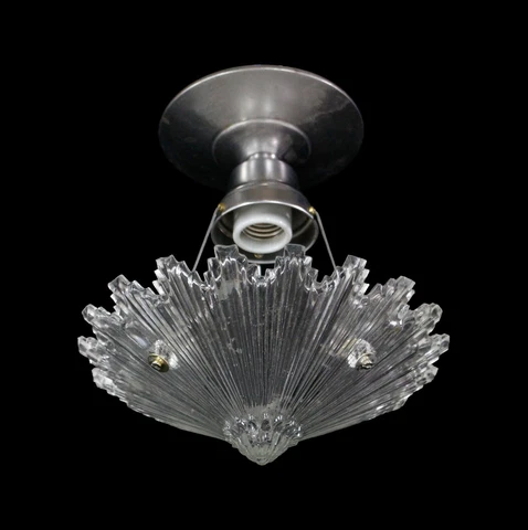 Art Deco Sunburst Bathroom or Kitchen Glass Semi Flush Mount Light Cover