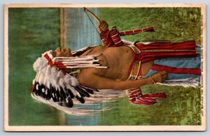 Postal de 1916 GNP, MT - Blackfoot Warrior at Glacier National Park - GNRR - Imagen 1 de 2