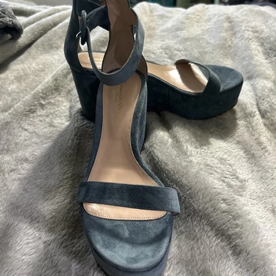 Plataformas de gamuza azul con correa para el tobillo Gianvito Rossi para mujer talla 37,5 Foto 1 de 4