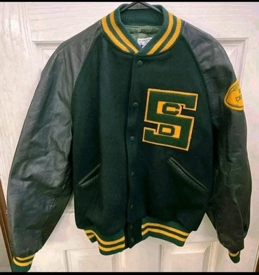 Chaqueta Letterman de Lana Butwin 1976 Para Hombre Mangas de Cuero De Colección  Foto 1 de 4