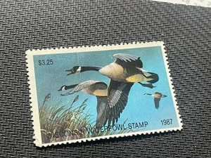 1987 Wisconsin State WI10 Canada Geese Migratory Waterfowl Stamp MNHOG - Picture 1 of 2