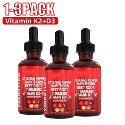 Cayena Pimienta Espino Remolacha Raíz Cúrcuma Vitamina K2+D3 Gotas Líquidas 60ML Foto 1 de 4