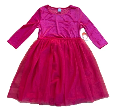 NEW girl XXL  18 velour tutu dress RED long sleeves - Image 1 of 4