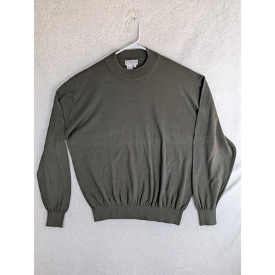 Vintage Norm Thompson Sweater Mens XL Green Silk Blend Ribbed Soft Lightweight - Image 1 of 4