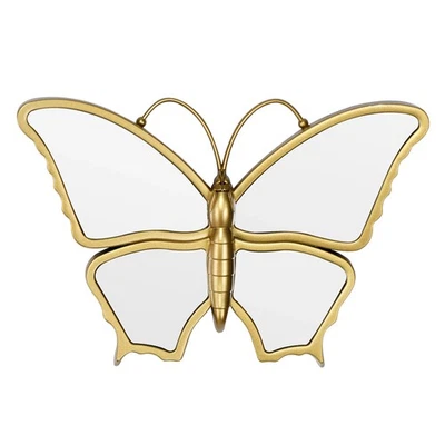 Espelho de parede decorativo borboleta com moldura de plástico dourado (9,8 x 6,3 polegadas) - Imagem 1 de 4