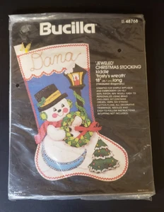 Bucilla Jeweled Applique FROSTY'S WREATH 18" Christmas Stocking Kit 48768 NOS - Picture 1 of 8