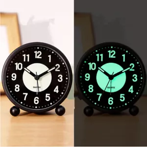 Silent Bedside Alarm Clock With Night Light No Tick Snooze Small Table Clock - Picture 1 of 4