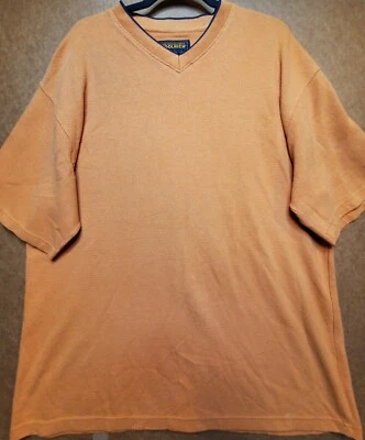 Шерстяной мужской пуловер рубашка средний оранжевый короткий рукав v-образным вырезом 100% хлопок  - Изображение 1 из 4