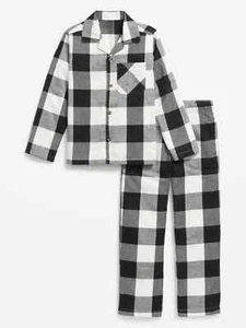 New! Boys or Girls Black Buffalo Plaid 2 Piece Fleece Pajamas Size XXL 2XL 16 18 - Picture 1 of 2