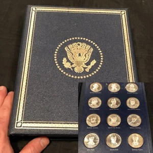 1970 TESORO DELL'ARGENTO COMMEMORATIVO PRESIDENZIALE 38 MEDAGLIE ~40 oz FRANKLIN #72M - Foto 1 di 20