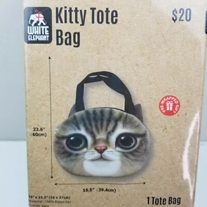 Kitty Tragetasche weiß Elefant lustig Tasche Katzenliebhaber Katze Schultertasche Kätzchen - Bild 1 von 10