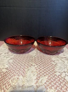 Vintage Cristal D'Arques Durand Luminarc Ruby Red Bowls 5.5" France Set of 2 - Picture 1 of 10