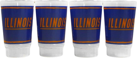 NCAA Illinois Fighting Illini Plastic Tumbler Set Cups 16oz 4 Pack Cover