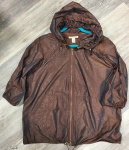 Kenneth Cole NY Windbreaker braun mit Animal Print Kapuze. Größe PM! - Bild 1 von 9