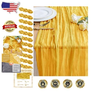 Elegant 10FT Cheesecloth Table Runner Set of 12 - Perfect for Weddings & Parties - Picture 1 of 10