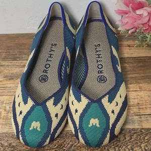 Rothy’s - Moroccan Green / Blue IKAT Shoes - RETIRED - Size: W7 - Picture 1 of 14