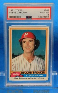 1981 TOPPS # 202 Steve Carlton PSA 8 NM-MT # 59932569  PHILADELPHIA PHILLIES !!!