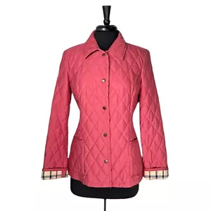 Brooks Brothers Womens Quilted Jacket Pink Plaid Lined Snap Button Padded Coat 4 - Picture 1 of 11
