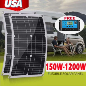 150W 300W 600W 900W 12V Mocrystalline Solar Panel Off Grid RV Home Cabin Roof - Picture 1 of 17
